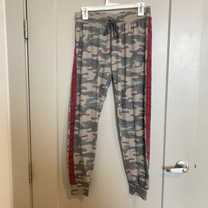 PJ Salvage camo joggers with red stripe size small